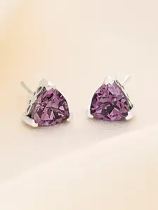 March by FableStreet 925 Sterling Silver Rhodium-Plated Purple Zircon Studs Earrings