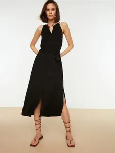 Trendyol Women Black Solid A-Line Midi Dress