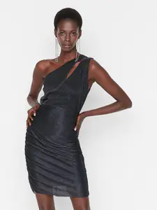 Trendyol Navy Blue Embellished One Shoulder Bodycon Dress