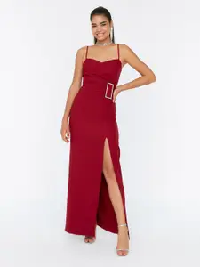 Trendyol Burgundy Solid Maxi Dress