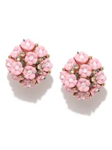 YouBella Pink Gold-Plated Floral Studs