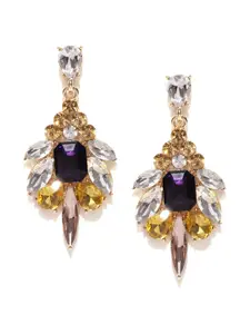 YouBella Yellow & Black Stone-Studded Drop Earrings