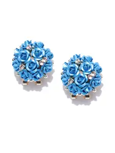 YouBella Blue Gold-Plated Floral Studs