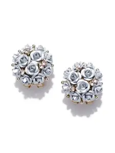 YouBella Silver-Toned Gold-Plated Floral Studs