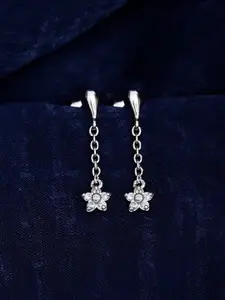March by FableStreet 925 Sterling Silver Rhodium-Plated Zircon Floral Drop Earrings