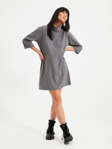 Trendyol Women Grey A-Line High Neck Dress