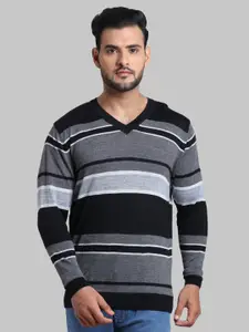 ColorPlus Men Blue & White Striped Pullover