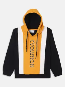 Octave Boys Yellow Printed Hooded Sweatshirt