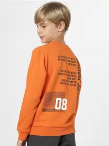 Jack & Jones Junior Boys Orange Printed Cotton Sweatshirt