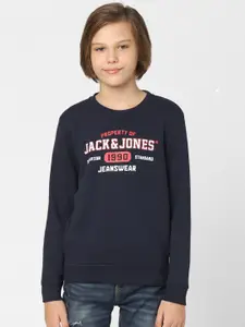 Jack & Jones Junior Boys Navy Blue Printed Sweatshirt