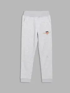 GANT Boys Grey Solid Cotton Track Pants