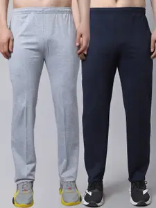 VIMAL JONNEY Men Pack Of 2 Grey & Black Solid Pure Cotton Track Pants