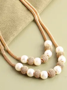 SOHI Women Gold-Plated & White Layered Necklace