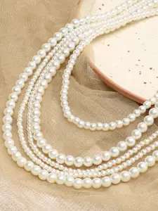 SOHI Women White Pearls Layered Necklace
