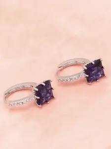 SOHI Women Purple Contemporary Hoop Earrings