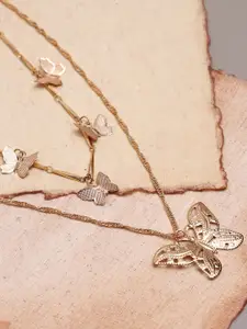 SOHI Gold-Toned Gold-Plated Layered Necklace