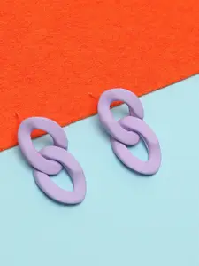 SOHI Women Purple Link Drop Earrings