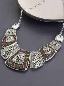 SOHI Women Silver Plated Statement Necklace