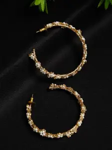 Madame Rose Gold Plated & White Contemporary Half Hoop Earrings