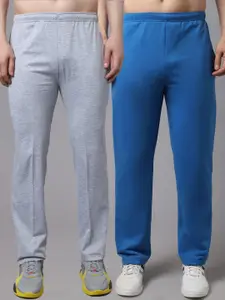 VIMAL JONNEY Men Pack Of 2 Solid Blue & Grey Cotton Track Pants