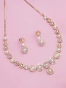 Estele Rose Gold Plated CZ Classic Necklace Set