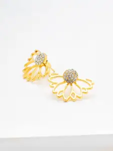 OOMPH Gold-Toned Stone-Studded Floral Ear Jackets
