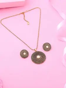 Estele Gold Plated Sphere Shaped Pendant Set with Pearl