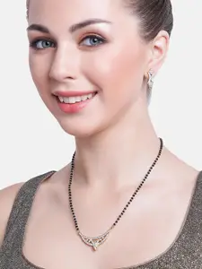Estele Gold & Rhodium Plated CZ Studded Mangalsutra & Earrings Set
