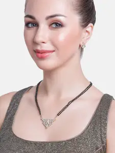 Estele Gold Plated Elegant Mangalsutra Necklace Set with Austrian Crystals for Women