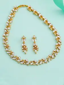 Estele Gold plated Twinkling leaves Designer Necklace Set