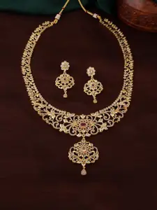 Estele Gold Plated CZ Stunning Filgari Bridal Necklace Set for Women