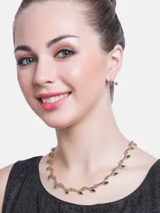 Estele Gold Plated Exquisite Necklace Set with Crystals
