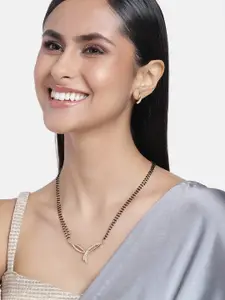 Estele Gold-Plated Crystals Mangalsutra & Earrings