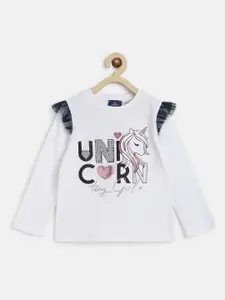 Chicco Girls Off White Typography Printed T-shirt