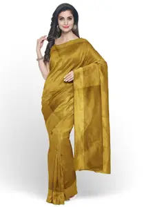Silk Bazar Gold-Toned Solid Silk Cotton Saree