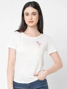 MISH Women White Solid T-shirt