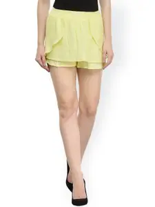 Cation Women Yellow Solid Skorts
