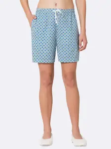 Van Heusen Women Blue & White Printed Lounge Shorts
