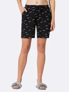 Van Heusen Women Black & White Printed Lounge Shorts
