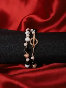 Madame Women Rose Gold & White Rose Gold-Plated Multistrand Bracelet