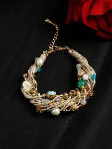 Madame Women Rose Gold & White Rose Gold-Plated Multistrand Bracelet