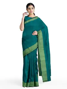 Silk Bazar Green Zari Silk Cotton Ready to Wear Sungudi Saree