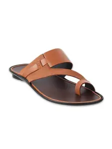 Metro Men Tan & Brown Leather Comfort Sandals