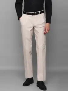 Louis Philippe Men Cream-Coloured Slim Fit Formal Trousers