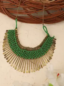 Bhana Fashion Gold-Plated & Green Statement Necklace