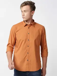 Pepe Jeans Men Orange Printed Casual Shirt