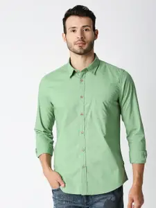 Pepe Jeans Men Green Solid Casual Shirt