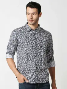 Pepe Jeans Men Blue Printed Casual Shirt