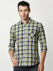 Pepe Jeans Men Yellow Tartan Checked Casual Shirt