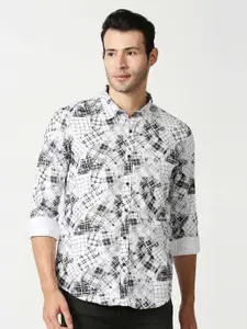 Pepe Jeans Men White Printed Casual Shirt